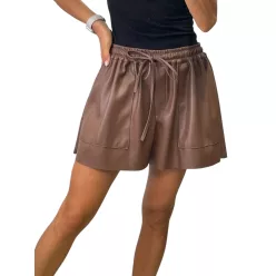   Beunique Fashion Műbőr rövidnadrág gesztenye barna One Size