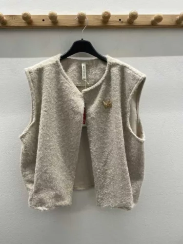 Beunique Fashion Gyapjú hatású mellény Beige One Size