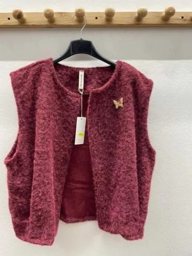 Beunique Fashion Gyapjú hatású mellény Burgundy One Size
