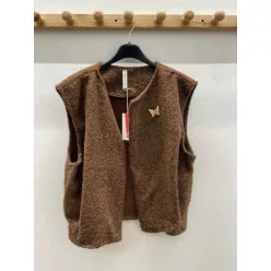 Beunique Fashion Gyapjú hatású mellény Coffee One Size