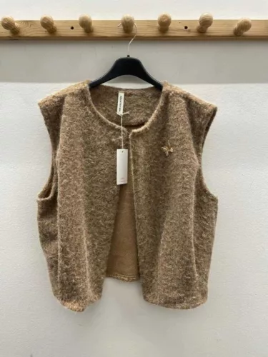 Beunique Fashion Gyapjú hatású mellény Taupe One Size