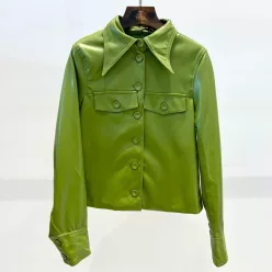   Beunique Fashion Zöld Ökobőr Dzseki - Prémium Vegán Bőr Női Kabát - S