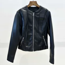 Beunique Fashion Ecobőr dzseki fekete zipzáras