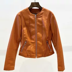 Beunique Fashion Ecobőr dzseki narancs zipzáras