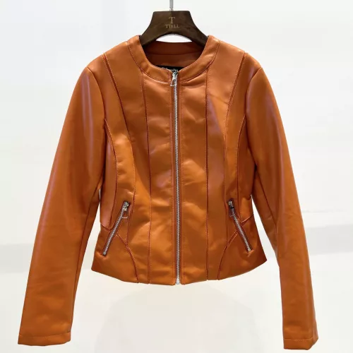 Beunique Fashion Ecobőr dzseki narancs zipzáras