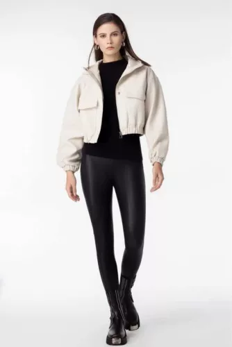 Beunique Fashion Ecobőr dzseki bomber fazon apricot L