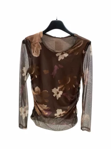 BeUnique Fashion Virág mintás tüll felső Coffee One Size