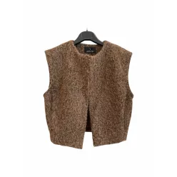 Beunique Fashion Gyapjú hatású mellény Coffee One Size