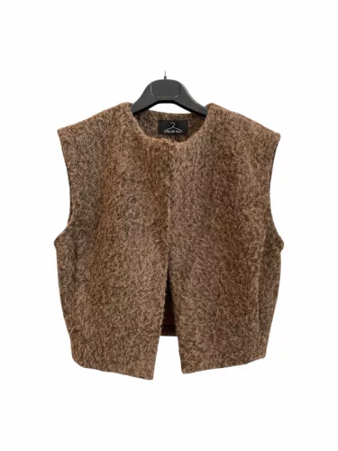 Beunique Fashion Gyapjú hatású mellény Coffee One Size