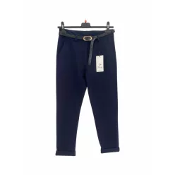   Beunique Fashion Francia zsebes pamut nadrág övvel Dark Blue M