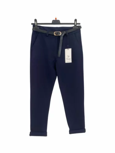 Beunique Fashion Francia zsebes pamut nadrág övvel Dark Blue M