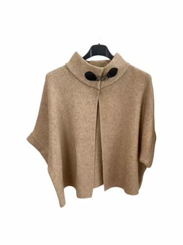 Beunique Fashion Kötött poncsó fazonú kardigán Beige One Size