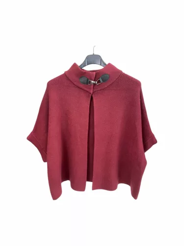 Beunique Fashion Kötött poncsó fazonú kardigán Burgundy One Size