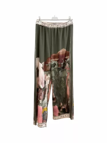 Beunique Fashion Toscan mintás palazzo nadrág Military Green One Size