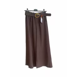   Beunique Fashion Bőszárú elegáns nadrág övvel Coffee One Size