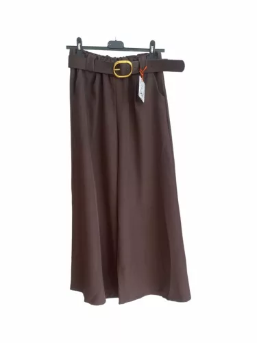 Beunique Fashion Bőszárú elegáns nadrág övvel Coffee One Size