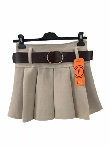 Beunique Fashion Rakott szoknya nadrág vastag övvel Beige M