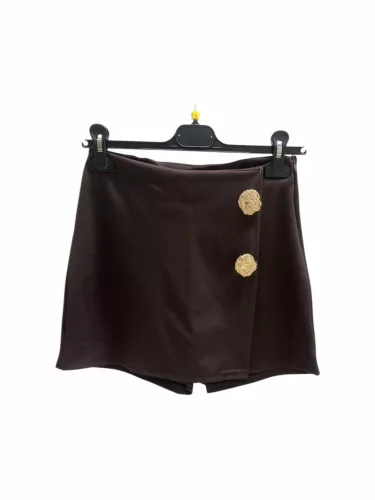 Beunique Fashion Átlapolt nagdrágszoknya arany gombbal Coffee M