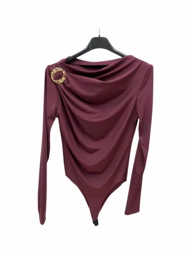 BeUnique Fashion Hidegselyem body arany dekor gombbal Burgundy One Size