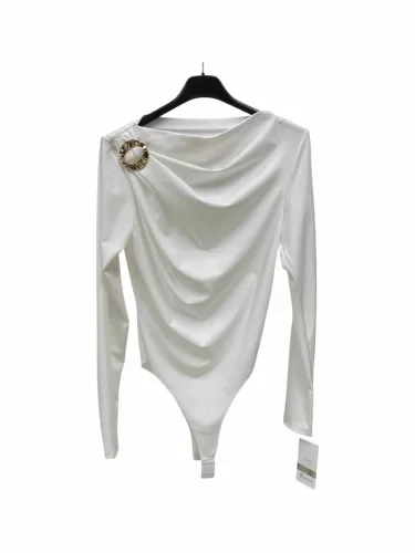 BeUnique Fashion Hidegselyem body arany dekor gombbal White One Size
