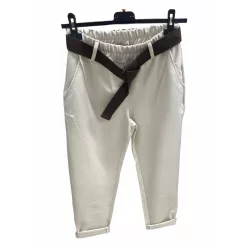 Beunique Fashion Francia zsebes pamut nadrág övvel Beige M