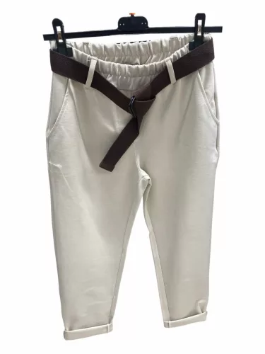 Beunique Fashion Francia zsebes pamut nadrág övvel Beige M