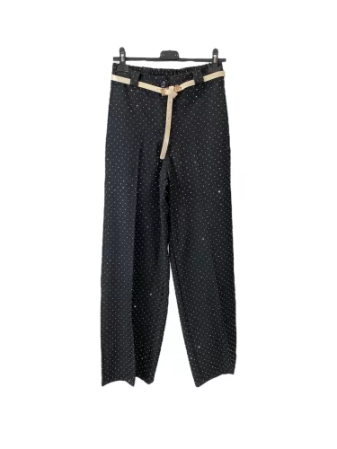 Beunique Fashion Kövekkel díszített elegáns nadrág Black M