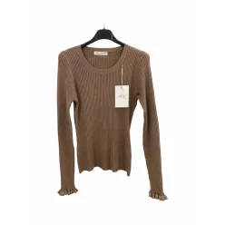   Beunique Fashion Fényes szálú bordáskötött pulcsi Taupe One Size