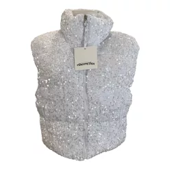   Beunique Fashion Bársony Flitters Pufi Mellény Fehér One Size