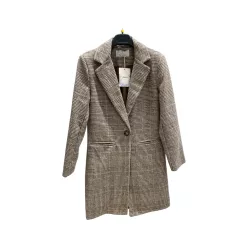   Beunique Fashion Kockás szövet hosszított zakó Gesztenye Barna M