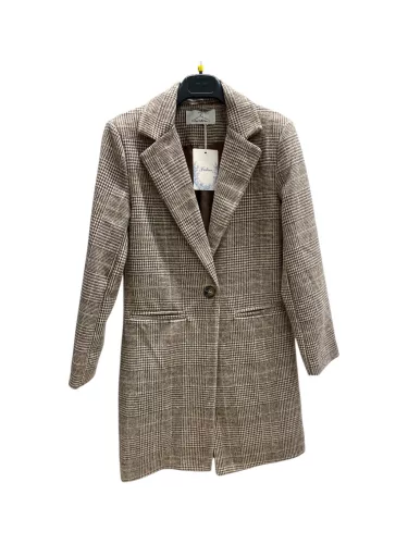 Beunique Fashion Kockás szövet hosszított zakó Gesztenye Barna S