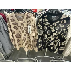   Beunique Fashion Leopárd mintás kötött pulcsi Beige One Size