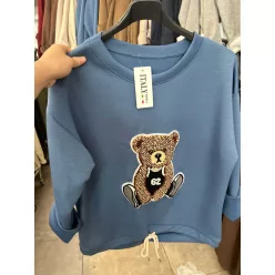   Beunique Fashion Teddys szabadidő pulcsi Blue Jeans One Size