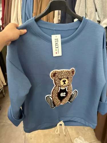 Beunique Fashion Teddys szabadidő pulcsi Blue Jeans One Size