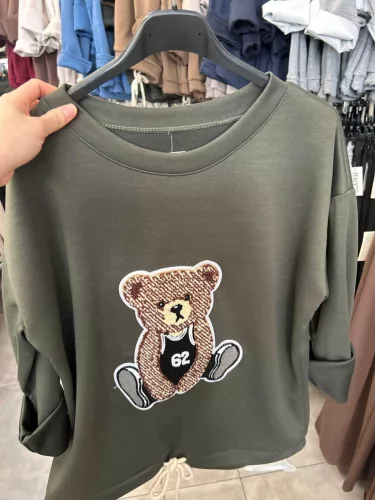 Beunique Fashion Teddys szabadidő pulcsi Olive One Size