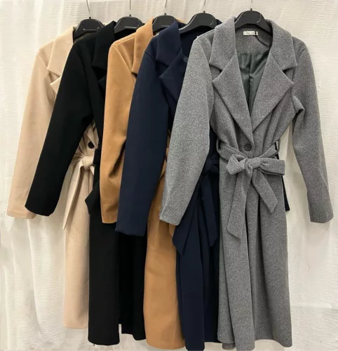 BeUnique Fashion Átmeneti szövet kabát megkötővel gesztenye barna One Size