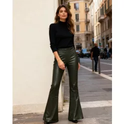   Beunique Fashion Műnőr nadrág trapéz fazonú Oliva L méret