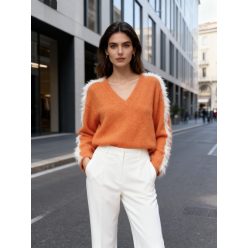   Beunique Fashion Kötött pulcsi szörme passzéval Orange One Size