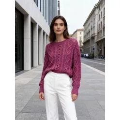   Beunique Fashion Horgolt pulcsi hátán arany karabíner dísszel Fuchsia One Size