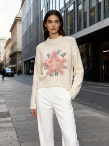 Beunique Fashion Kötött pulcsi tüll fodormintával