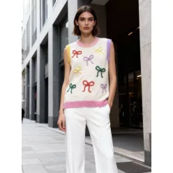   Beunique Fashion Kötött masni hímzett mellény Beige One Size