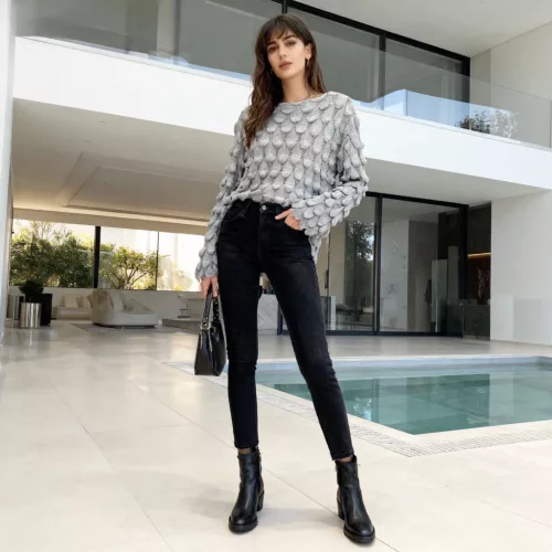 Beunique Fashion Horgolt pikkely mintás pulcsi Grey One Size