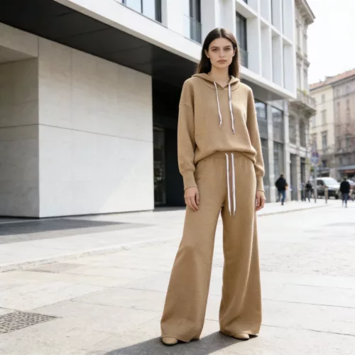 Beunique Fashion Kötött szabadídő nadrág Camel One Size