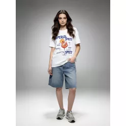 Beunique Fashion pamut póló Aperol mintával Beige