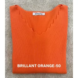   BeUnique Fashion V nyak kivágású bordáskötött felső narancs One Size