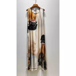 Beunique Fashion Toscan mintás maxiruha Beige One Size