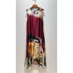 Beunique Fashion Toscan mintás maxiruha Burgundy One Size