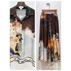   Beunique Fashion Toscan mintás nadrág ing szett Coffee One Size