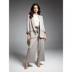   Beunique Fashion párduc mandzsettás palazzó nadrágos párduc öves szett Dark Beige One Size