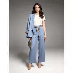   Beunique Fashion párduc mandzsettás palazzó nadrágos párduc öves szett Light Blue One Size